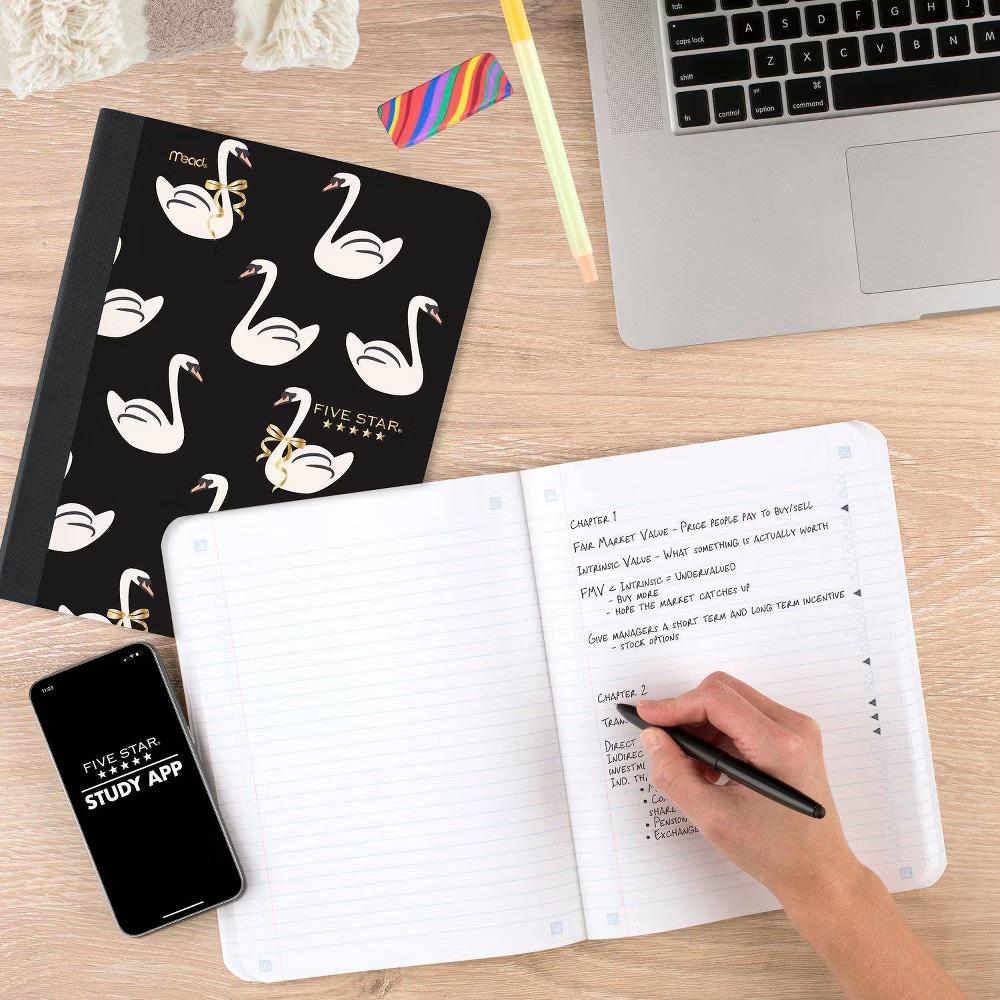 Five Star 7.5"x9.75" Active College Ruled Composition Book Swan - Image 5