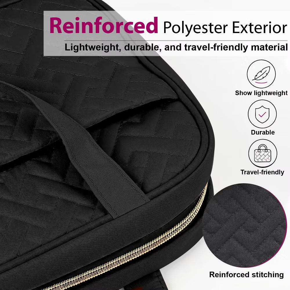 Mber Travel Toiletry Bag Hanging, Travel Makeup Bag, Large Hanging Toiletry Bags with Clear Compartments for Weekender Cosmetic Travel Bags, Black - Image 2