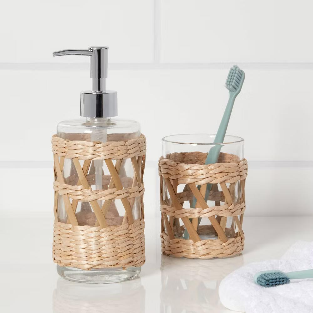 Woven and Glass Soap Pump Natural - Image 3