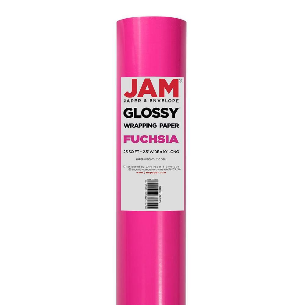 Fuchsia Glossy Gift Wrapping Paper Roll - 2 packs of 25 Sq. Ft.: Valentines, Birthday, Christmas, Solid Pink