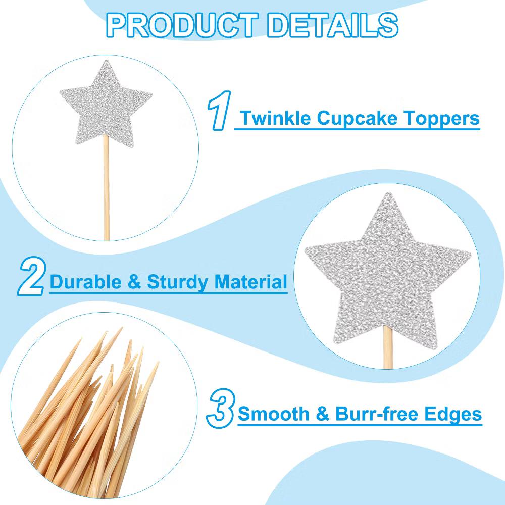 Birthday Party Supplies Little Star Cupcake Toppers 50 Pcs - Image 32