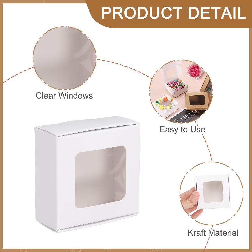 Paper Party Favor Treats Candy Cookie Packaging with Clear Window Kraft Soap Boxes 32 Pcs - Image 10