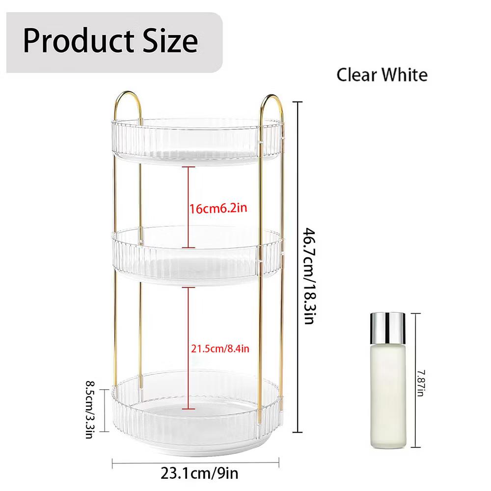 AEELLEEA 360° Rotating Makeup Organizer, 3 Tier Lazy Susan Cosmetic Storage for Vanity, Bathroom Countertop, Skincare & Perfume Holder - Image 3