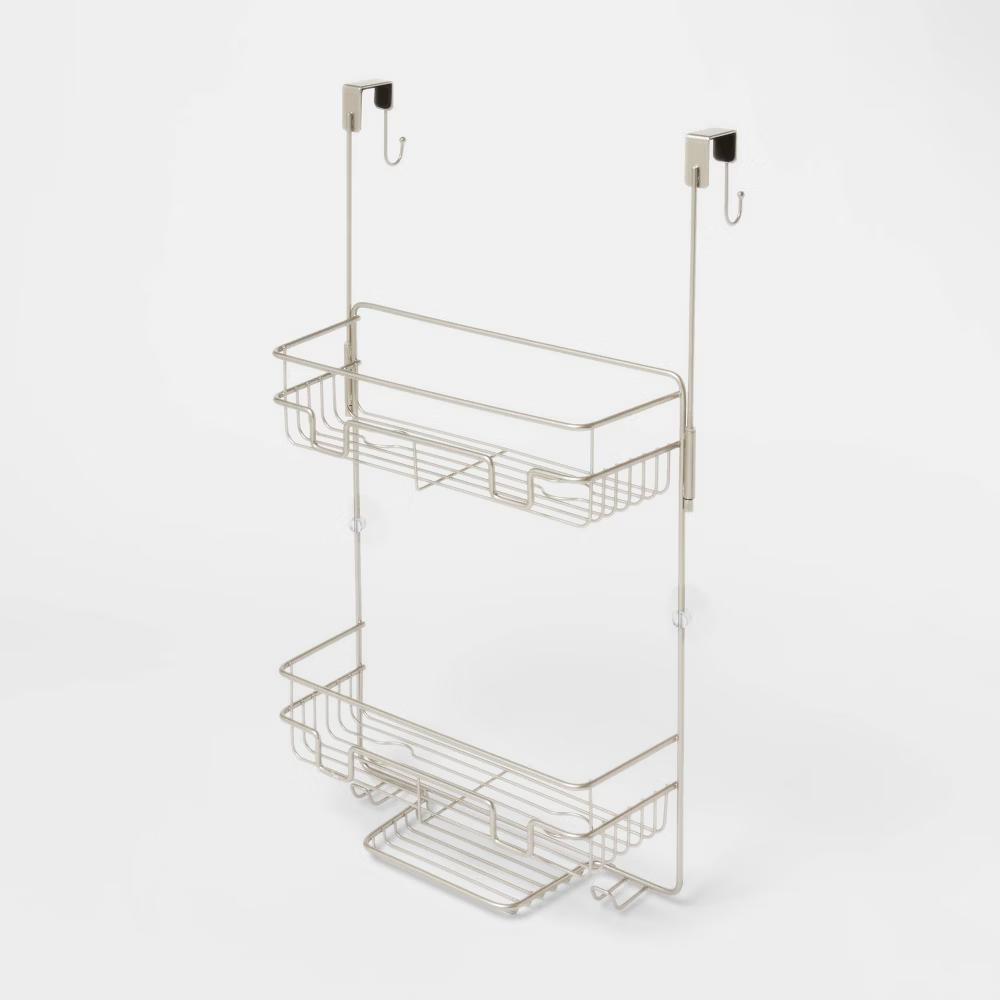 Over the Door Round Wire Shower Caddy Matte Satin - Bathroom Storage, Rust-Resistant Steel Organizer - Image 2