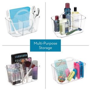 4-Section Storage Caddy Organizer with Handle - Clear - Made in USA