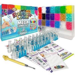 Rainbow Loom Mega Craft Kit: Rubber Band Bracelet & Jewelry Making Set with Beads for Kids 7