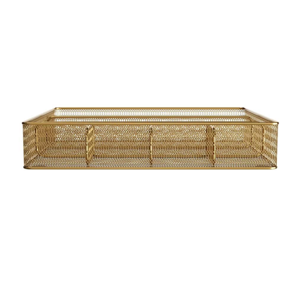 Martha Stewart Ryder Gold Mesh Metal 6 Compartment Large Desk Drawer Organizer for Accessories and Office Supplies - Image 3