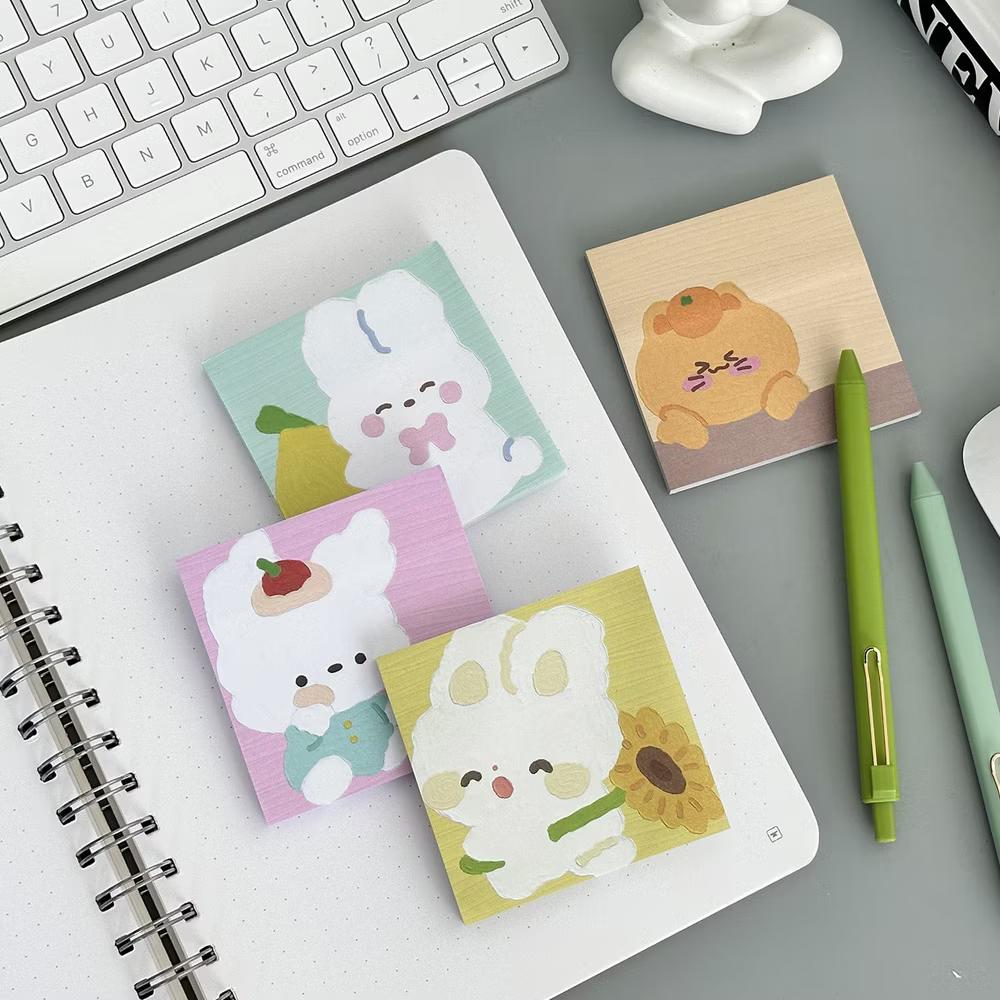 Cute and Funny Animal Sticky Notes, Adhesive Memo Notepads for Home, Office, Work, Bunny and Kitty 4pc - Image 6