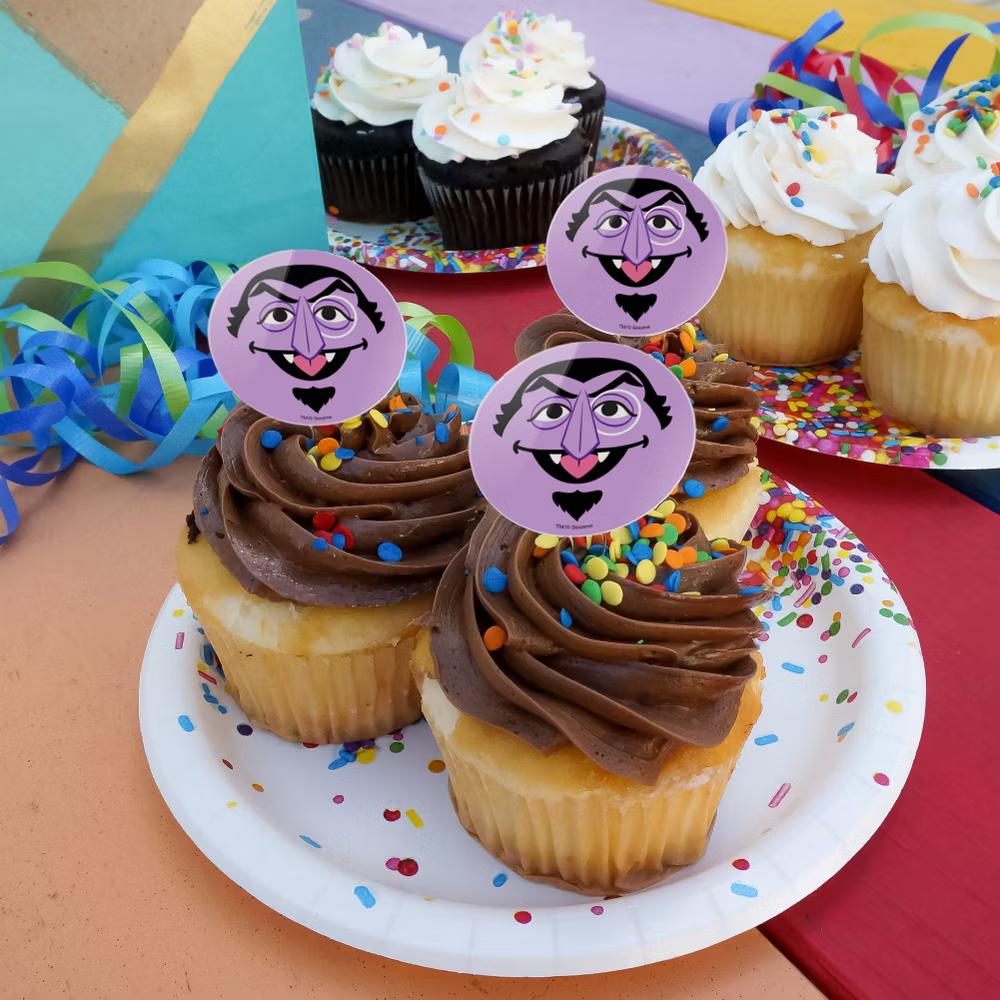 Count Face Cupcake Picks Toppers Decoration Set of 6 - Image 2