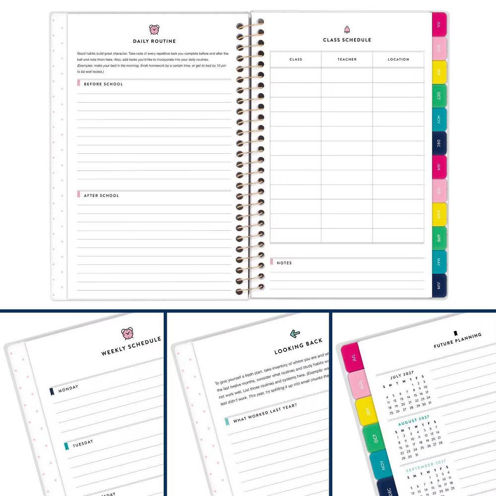 Emily Ley for At-A-Glance 5.375"x8.5" 2026-2027 Weekly/Monthly Small Student Planner Cream Floral - Image 10