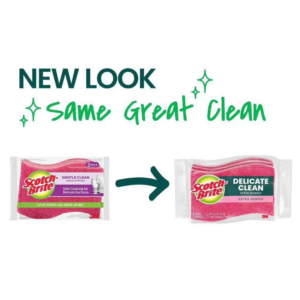 Delicate Clean Non-Scratch Scrub Sponges - 3ct: Multi-Surface, Reusable Cellulose Cleaning Tools - Image 2