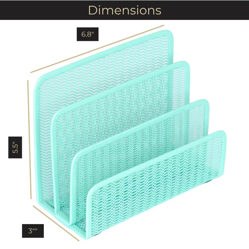 Blu Monaco 3 Tier Metal Mesh Letter Sorter - Available in Aqua, Black, Gold, Pink, Rose Gold, and White - Image 3