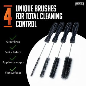 BRUSHTECH Multi-Use Brush Quartet Precision Cleaning Scrub Tools Nylon Bristles Household Workshop Brushes 4 Count