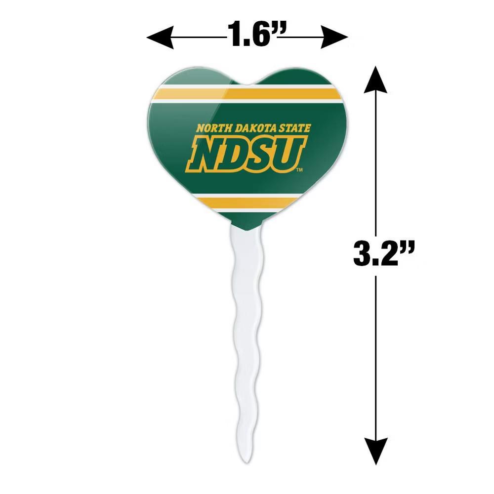 North Dakota State NDSU Stripes Heart Love Cupcake Picks Toppers Decoration Set of 6 - Image 5