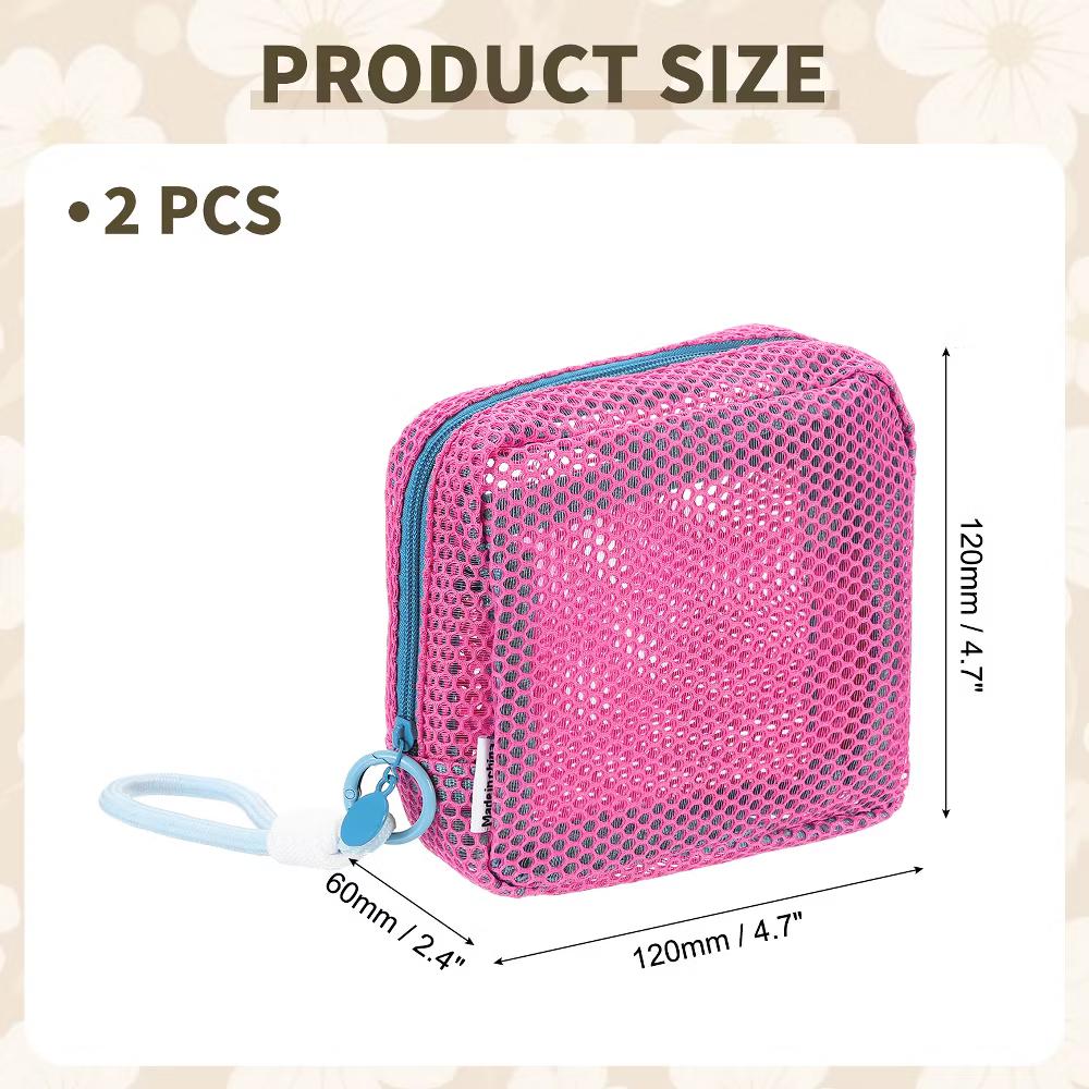 Mesh Travel Toiletry Organizing Zipper Mini Makeup Bag with Strap 4.7" - Image 34