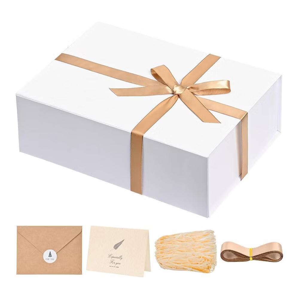 Green Gift Box 1 Pack 14 8.5 4.5 in Christmas Box with Lid Shredded Filler Ribbon Card for Wedding Birthday Anniversary - Image 2