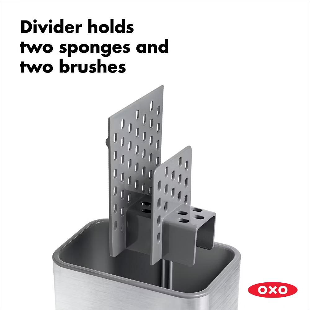 Stainless Steel Sink Caddy: Silver Kitchen Storage, Plastic & Stainless Steel, 3.8"x3.8"x5.5", 1 lb - Image 2
