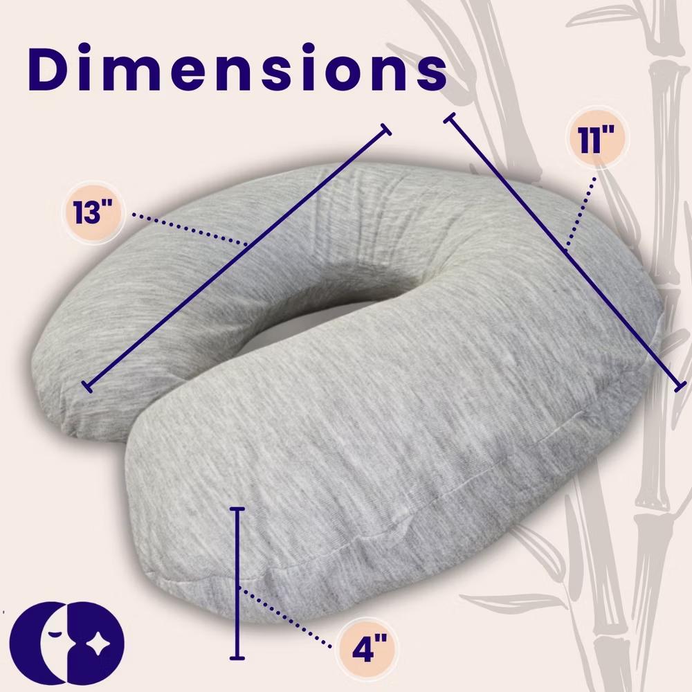 Continental Bedding U-Shaped Down Alternative Travel Neck Pillow with Removable Bamboo Cover and Travel Bag - Image 2