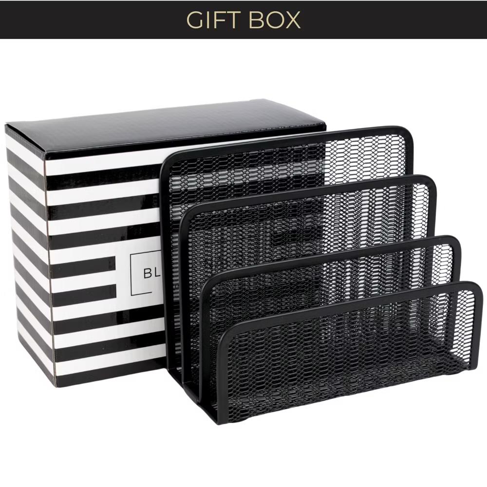 Blu Monaco 3 Tier Metal Mesh Letter Sorter - Available in Aqua, Black, Gold, Pink, Rose Gold, and White - Image 10