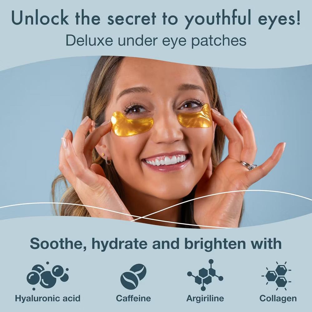 24k Gold Under Eye Patches for Puffy Eyes and Dark Circles, Under Eye Mask Patches for Puffiness, Under Eye Masks 60 Pairs Gold for Puffy Eyes - Image 6