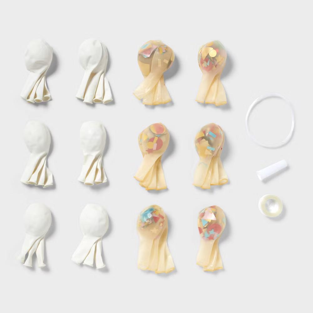 45ct Large Balloons Garland Arch with Confetti White - Image 3