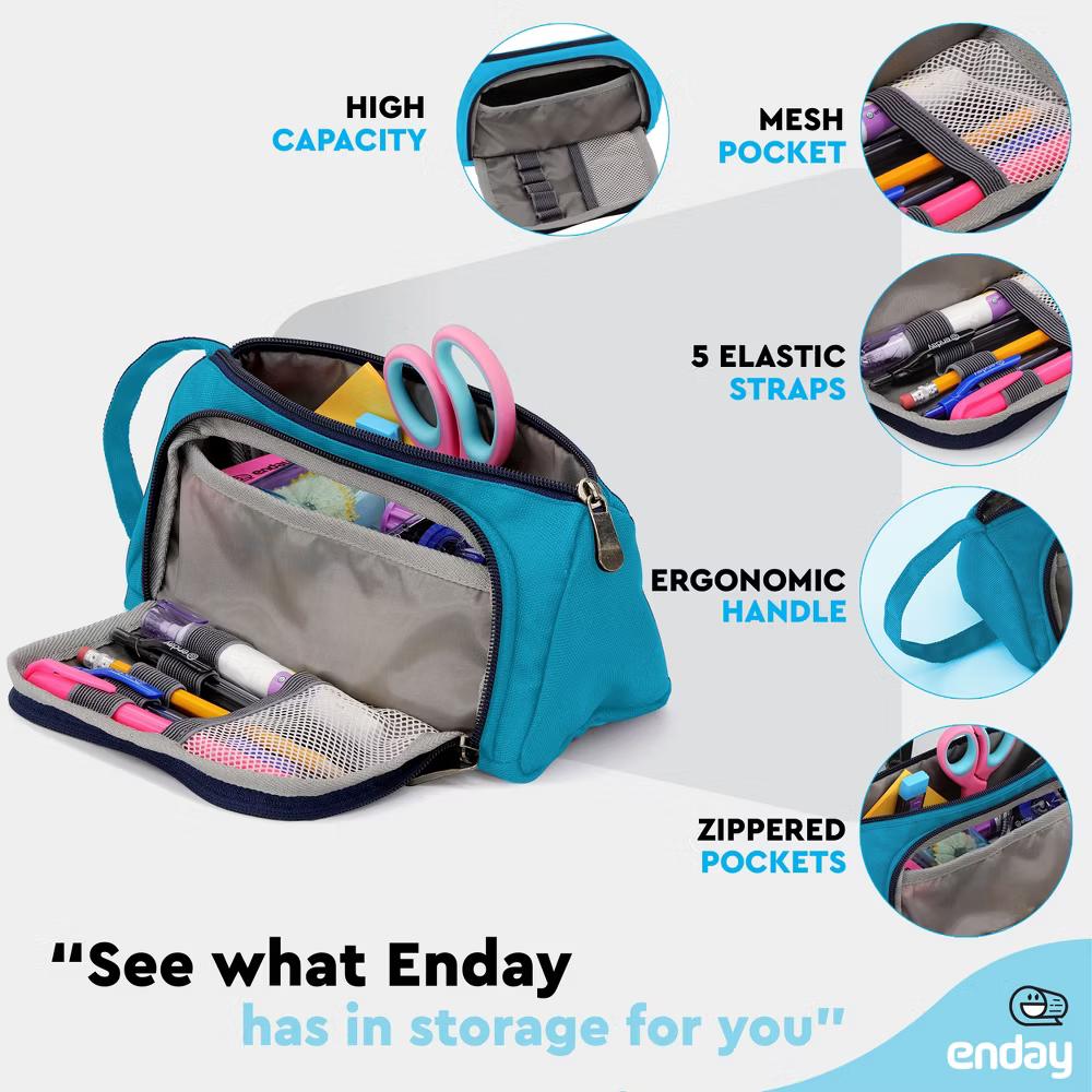 Large Capacity Pencil Case, 3-Compartment Zipper Pencil Pouch, Cute Pencil Case Organizer - Image 10