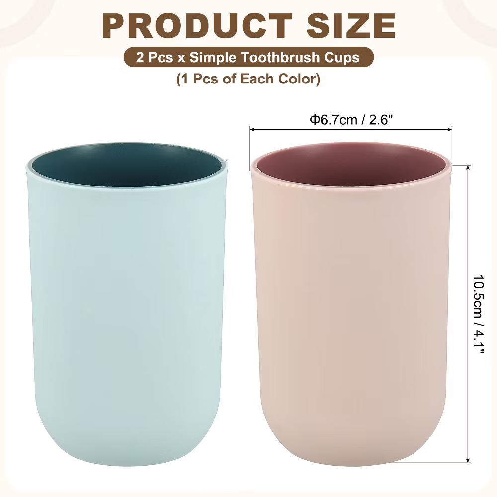 Reusable Plastic Practical Gift Toothbrush Cups 2.6 2.6 4.1 Inch 2 Pcs - Image 18