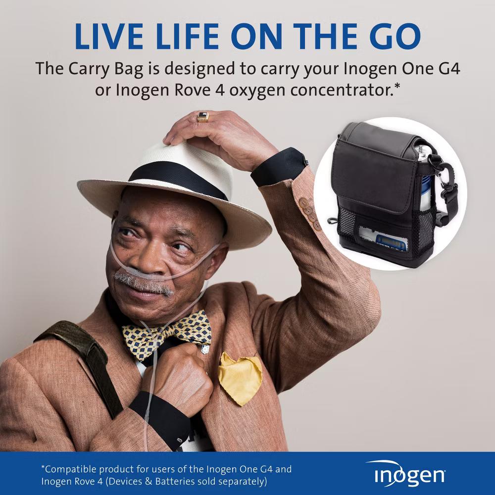 Inogen Carry Bag – Protective Travel Case with Shoulder Strap & Handle – Fits Inogen One G4 & Rove 4 Portable Oxygen Concentrators – Black - Image 3
