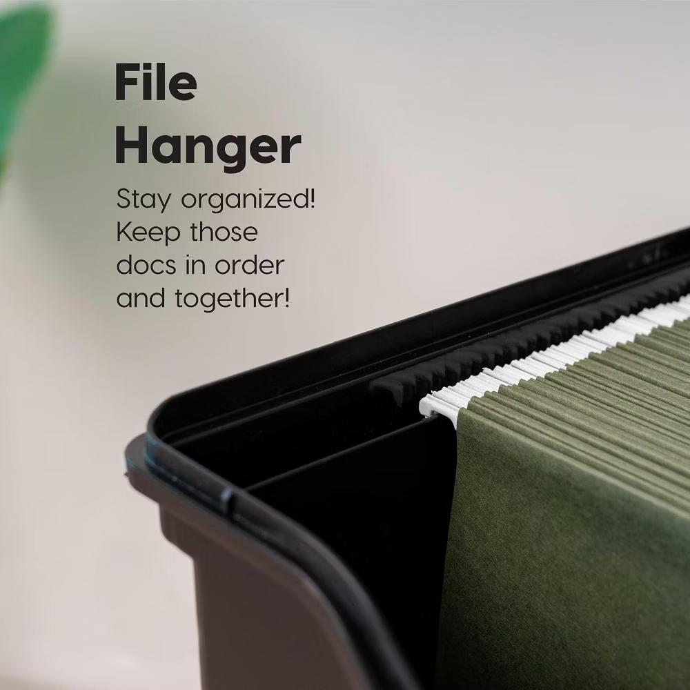 Portable File Box With Handle, Letter Files, Lockable, Black - Image 2