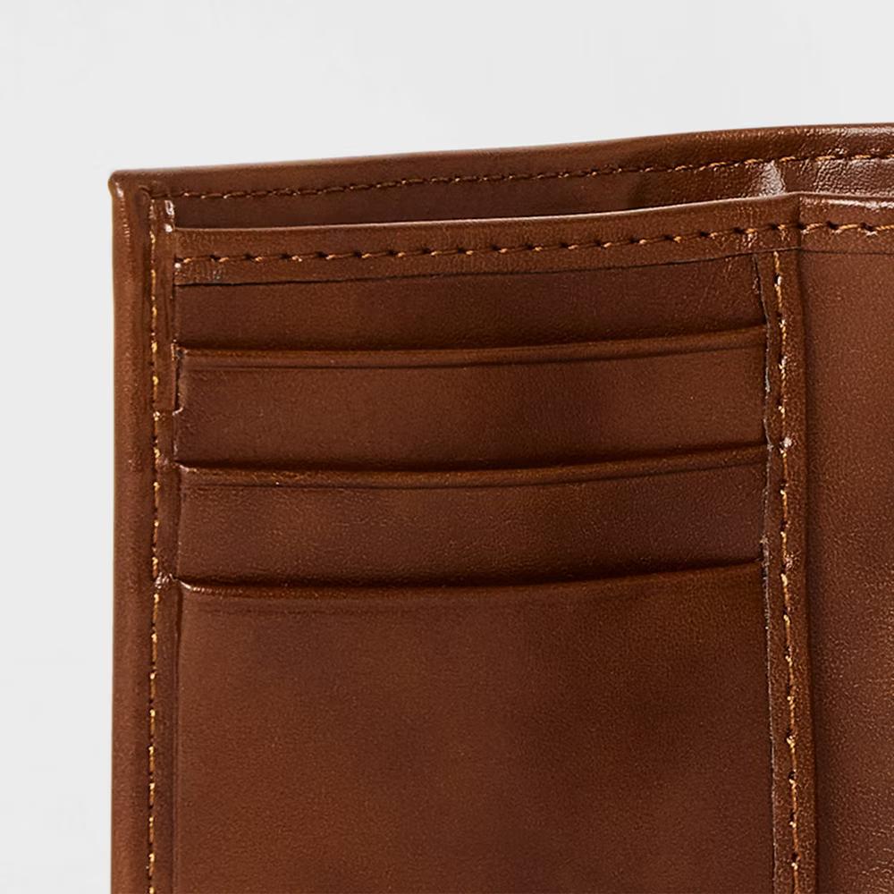 Men's RFID Trifold Wallet - Brown - Image 5