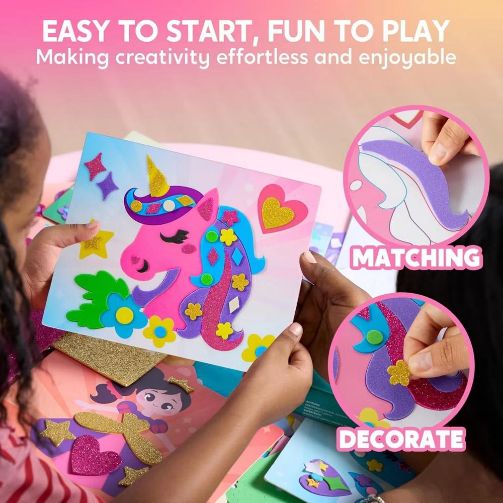 Girls Foam Art Kit Kids Unicorns/Princesses DIY Arts & Crafts with 6 Boards/800+ Stickers Creative Toy Christmas Birthday Gift for Girls Age 3-8 - Image 6