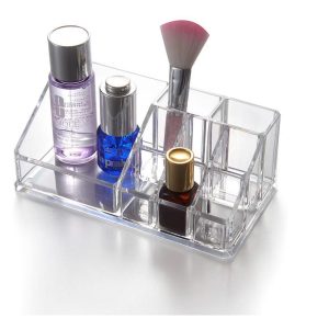 Clear Acrylic Mini Makeup Organizer With 9 Slots