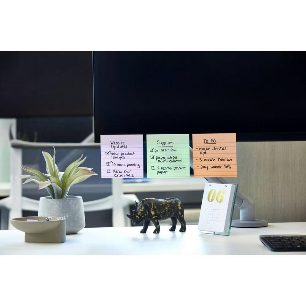 Recycled Super Sticky Notes 4"x4" Pastels: 100% Recycled Paper, 0.3 Inch Rule, Multicolored, 210 Sheets - Image 3