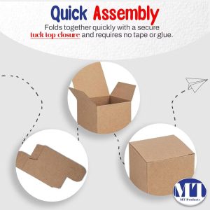 MT Products Tuck Top Kraft Paperboard Gift Boxes 4" 4" 4" - Pack of 30
