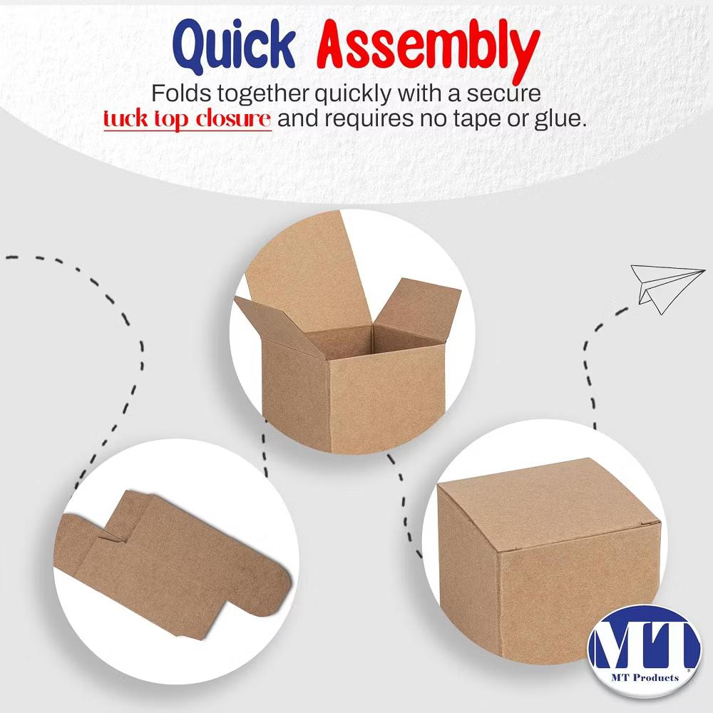 MT Products Tuck Top Kraft Paperboard Gift Boxes 4" 4" 4" - Pack of 30