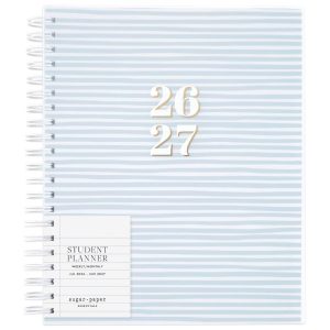 Essentials 8.5"x11" 2026-2027 Large Student Weekly/Monthly Frosted Poly Blue Stripe
