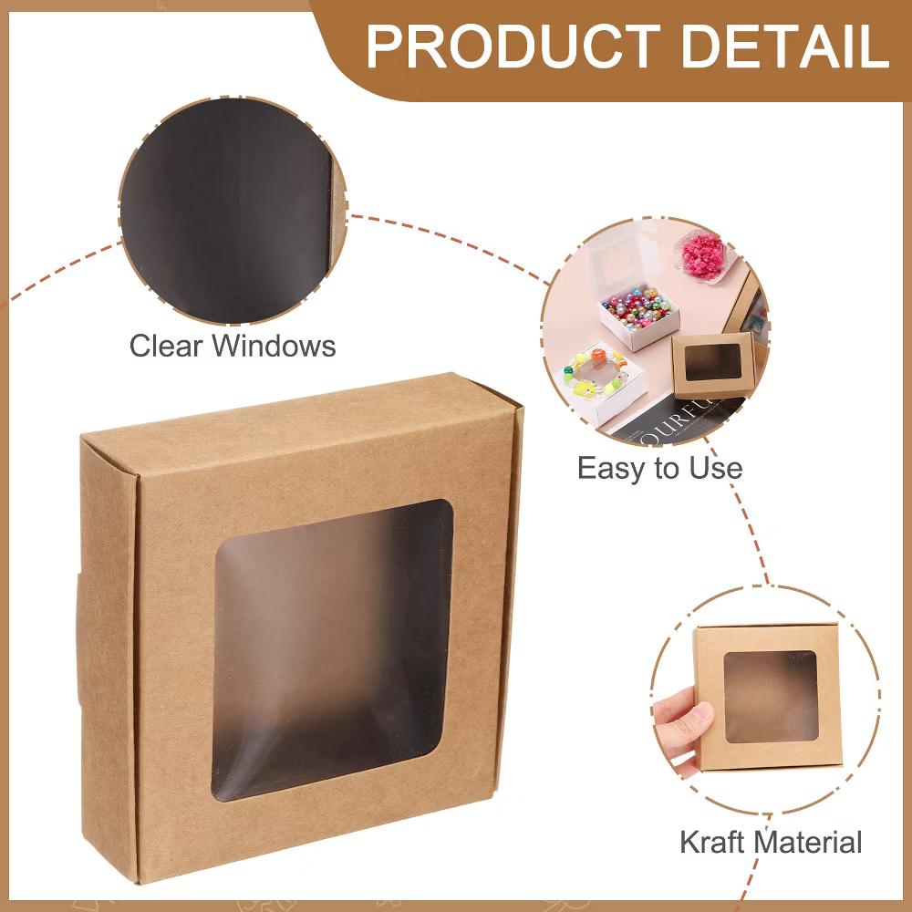 Paper Party Favor Treats Candy Cookie Packaging with Clear Window Kraft Soap Boxes 32 Pcs - Image 17