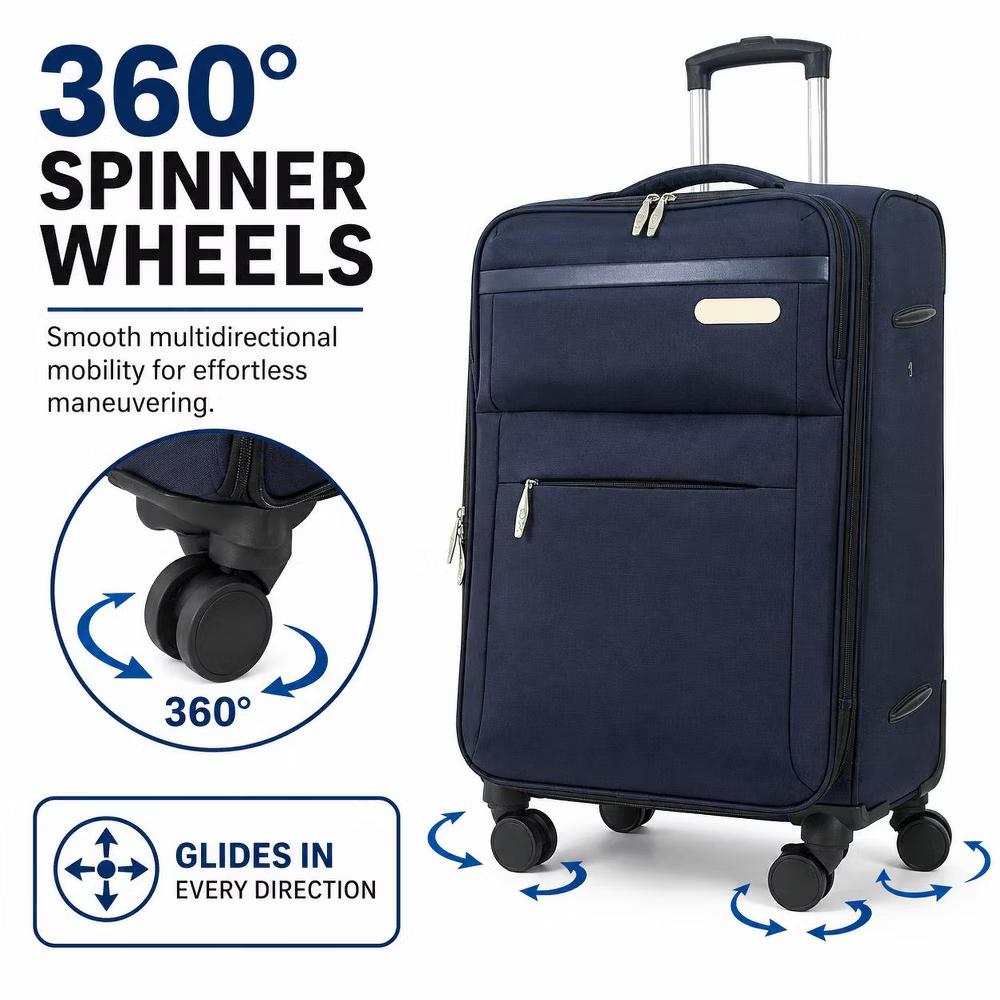 3-Piece Softside Luggage Set with Built-in Lock, Expandable Lightweight Suitcases with Spinner Wheels (20/24/28 Inch) - Image 12