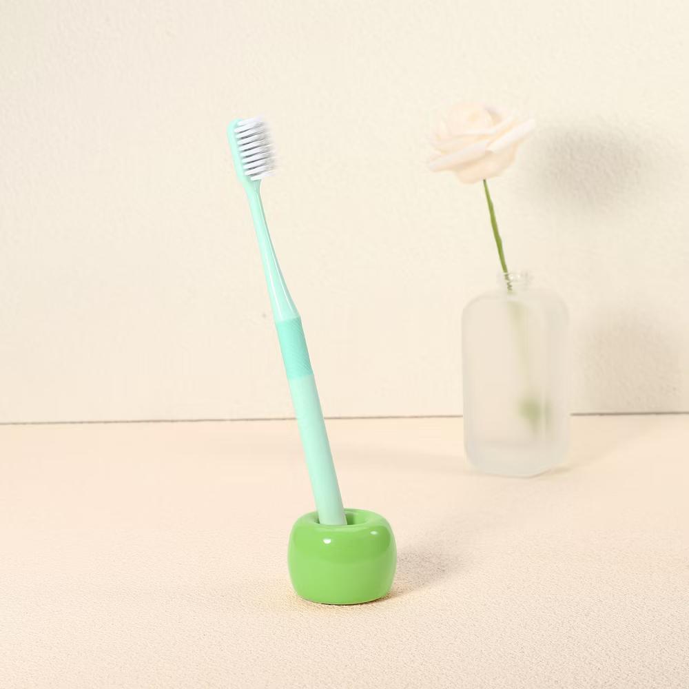 Bathroom Round Mini Ceramic Toothbrush Holder 1.65"x1.18" 2Pcs - Image 33