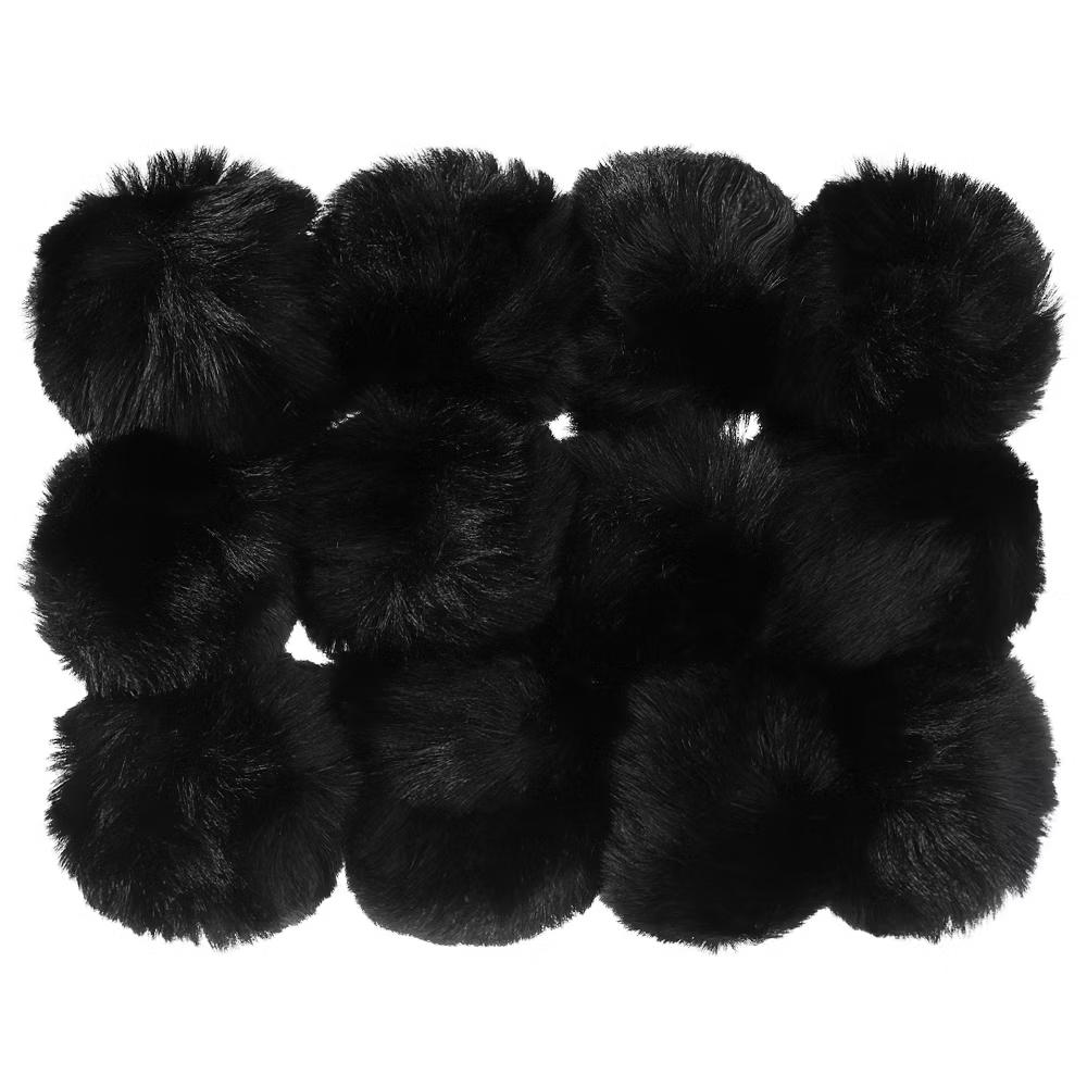 Fluffy Soft Elastic Faux Fur Pom Poms for Hats DIY Scarves Gloves 12 Pcs