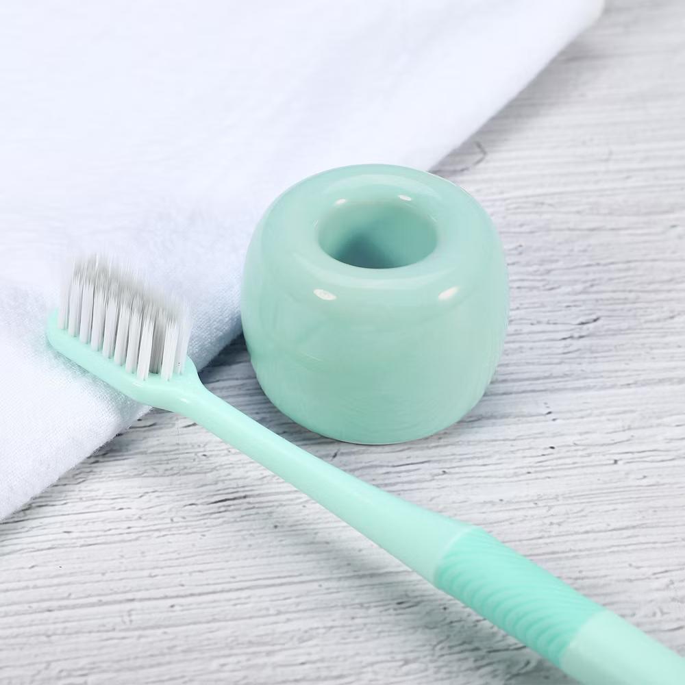 Bathroom Round Mini Ceramic Toothbrush Holder 1.65"x1.18" 2Pcs - Image 25