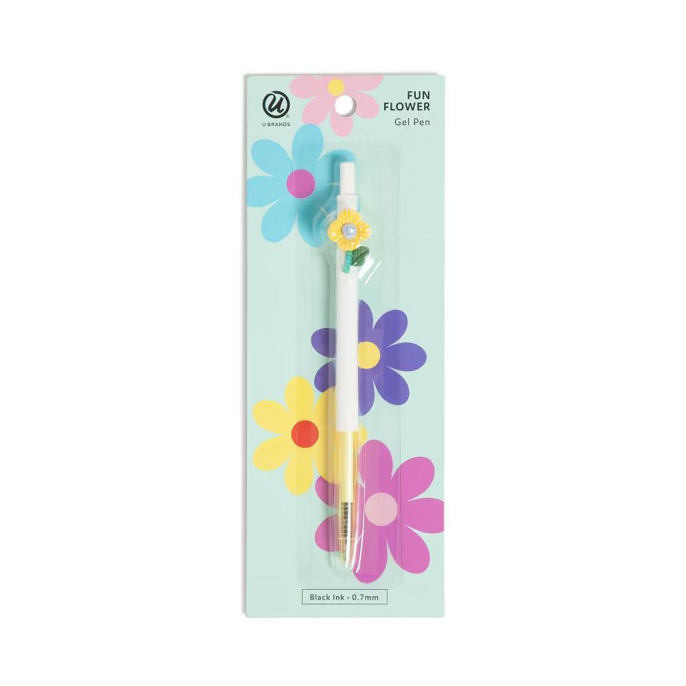 Retractable Gel Pen Flower Black Ink: 0.07mm Non-Toxic Stationery, Art & Office Pen with Flowers - Image 2