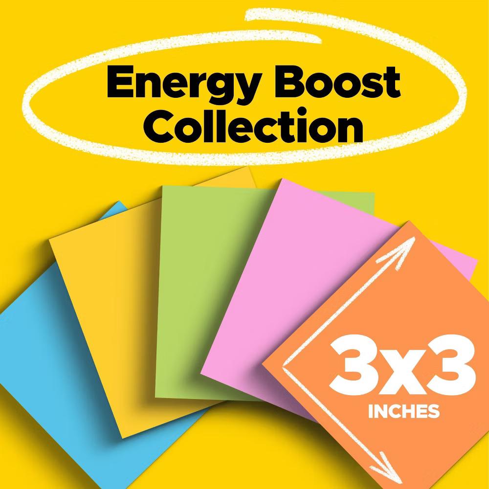Super Sticky Notes 3" 3" Energy Boost Collection: 6 Multicolor Pads, 70 Sheets Each, Art & Design Theme - Image 13