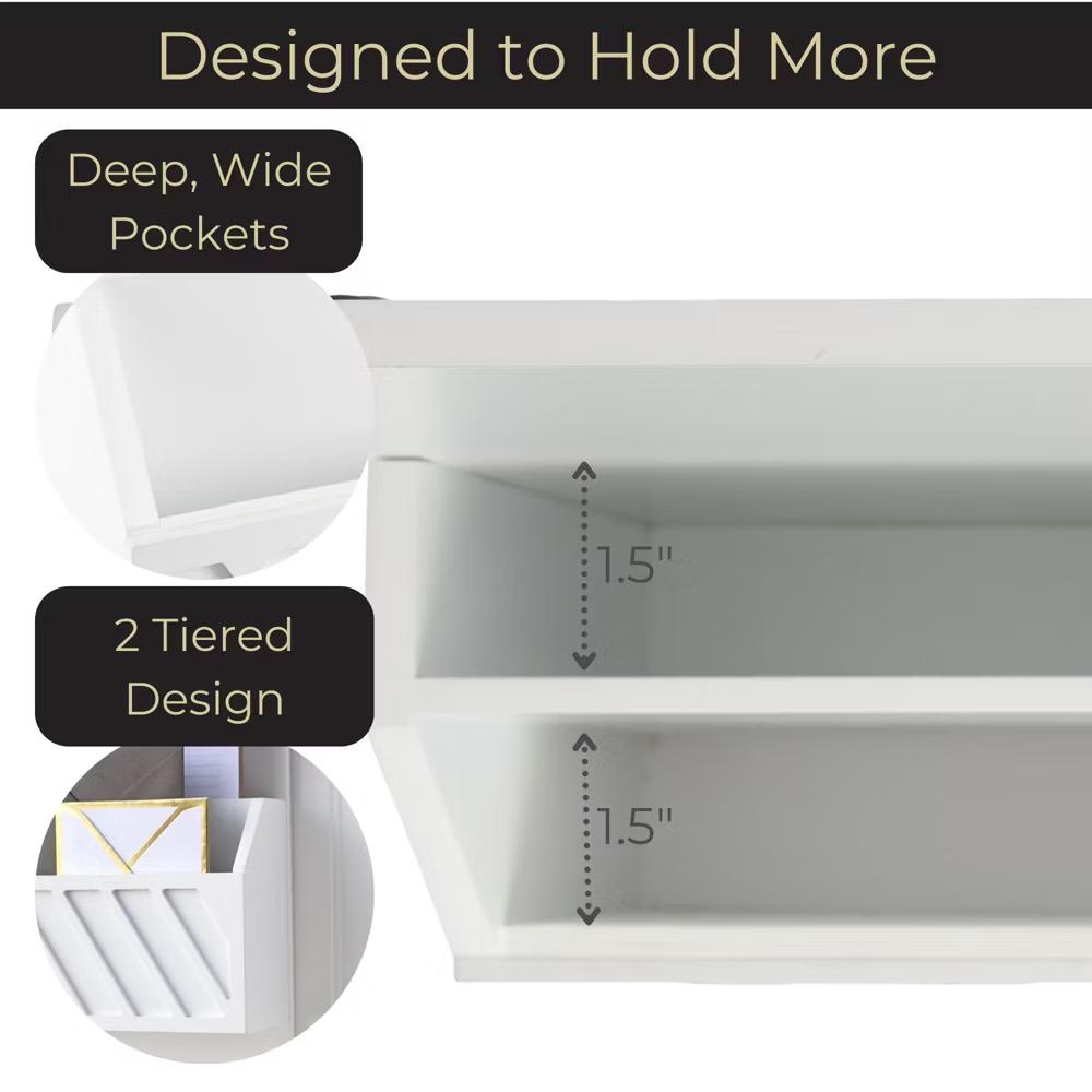 Wall Mounted Mail Organizer with 2 Slots and 3 Hooks – Multiple Finishes – MDF Wood - Image 24