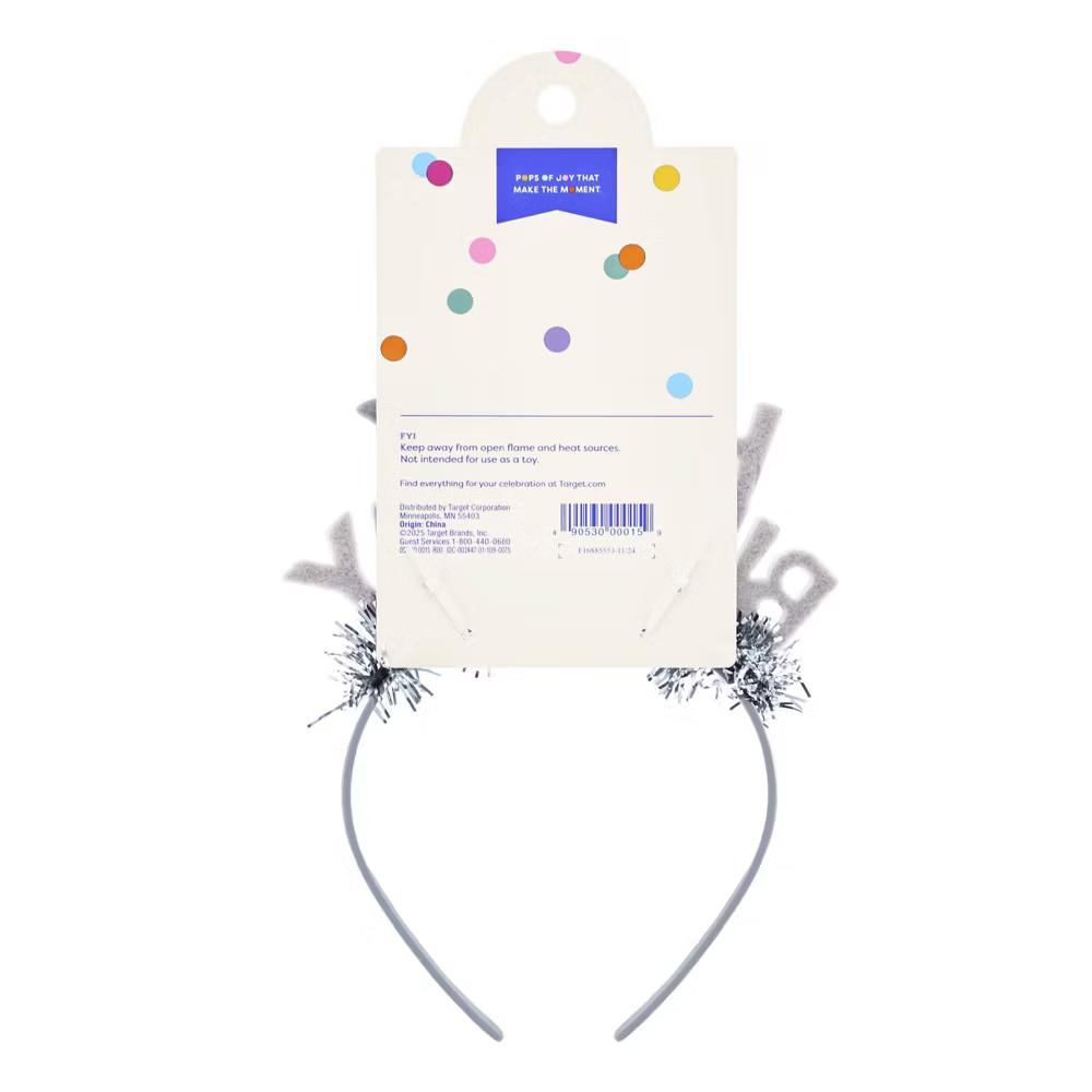 "Happy Birthday" Party Headband Silver - Image 2