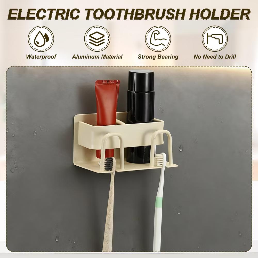 Durable Material No-Drill Installation Practical Design Versatile Use Toothbrush Holder - Image 2