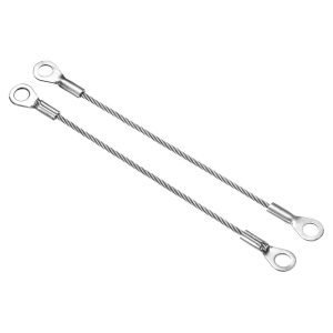 Stainless Steel Lanyard Cable Eyelets Ended Security Wire Rope Silver 6 Pcs