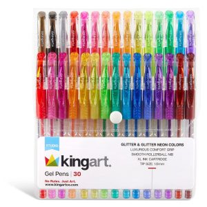Gel Pens, Soft Grip, 30 Glitter Colors