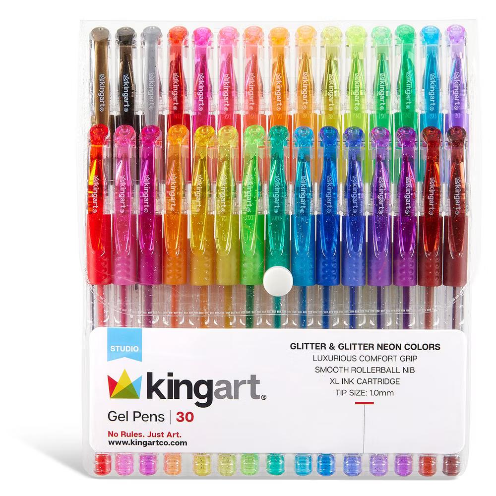 Gel Pens, Soft Grip, 30 Glitter Colors