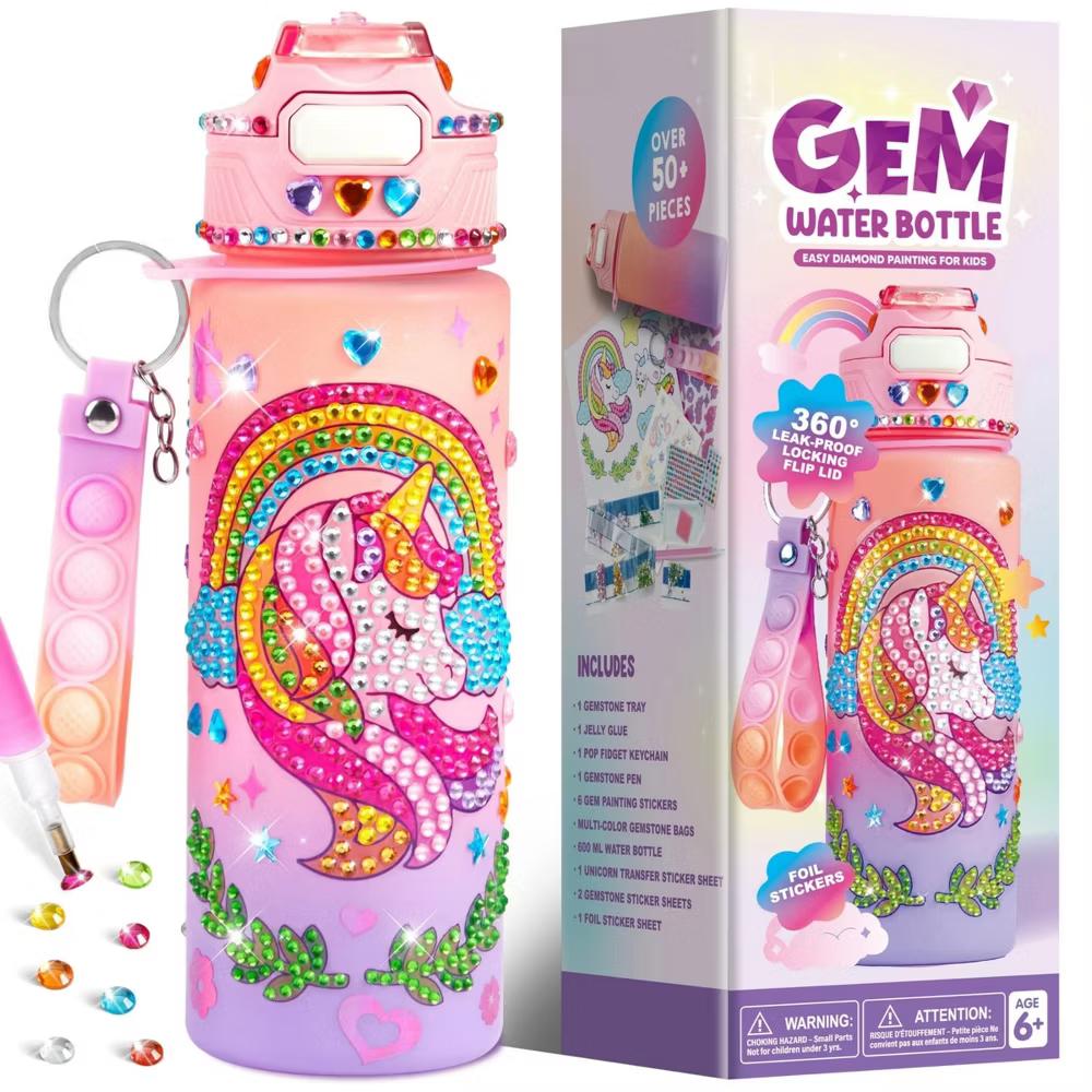 Water Bottle DIY Kit for Kids - Mermaid/Unicorn Theme, Gem Painting Arts & Crafts, Birthday Christmas Gift School Supplies for Girls Age 6 - Image 13